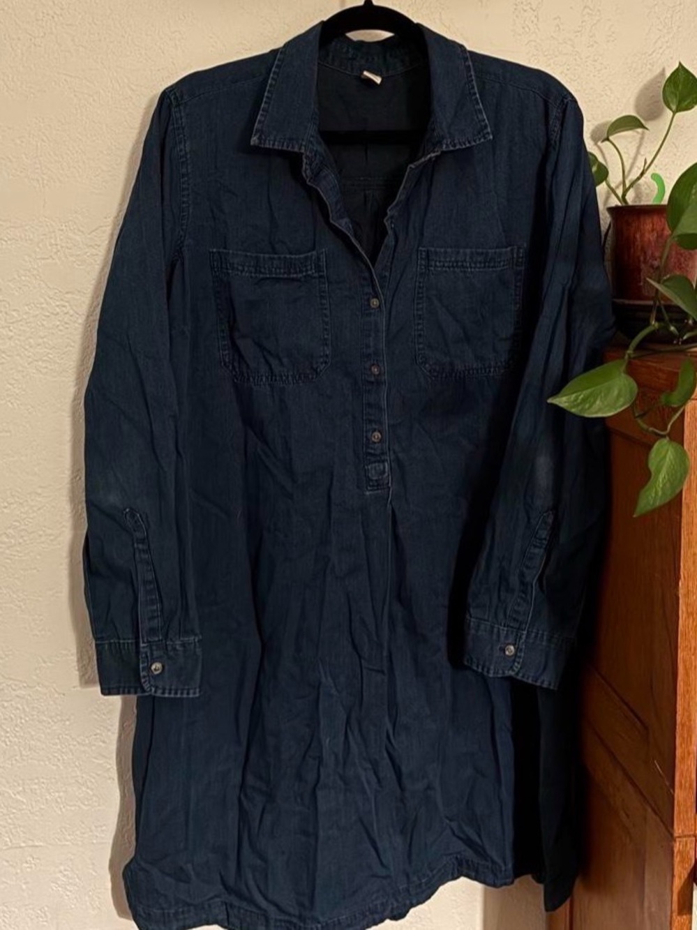 Old Navy Dark Navy Long-Sleeve Shirt Dress